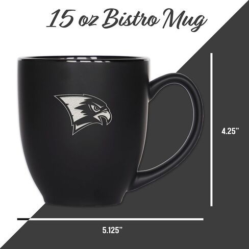 Rico Industries NCAA Bentley Falcons 15oz ليزر محفور ماتي أسود بايسترو بيسترو - للمشروبات الساخنة أو الباردة in Saudi Arabia
