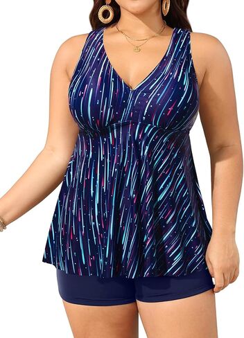 Aqua Eve Plus Size Swimsuits with Shorts Two Piece Tankini for Women Flowy Bathing Suits Athletic Swimwear in Kuwait