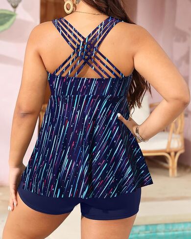 Aqua Eve Plus Size Swimsuits with Shorts Two Piece Tankini for Women Flowy Bathing Suits Athletic Swimwear in Kuwait