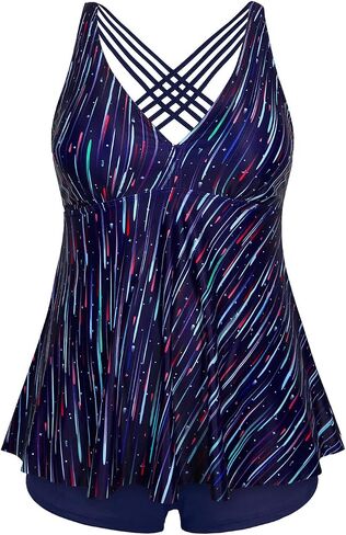 Aqua Eve Plus Size Swimsuits with Shorts Two Piece Tankini for Women Flowy Bathing Suits Athletic Swimwear in Kuwait