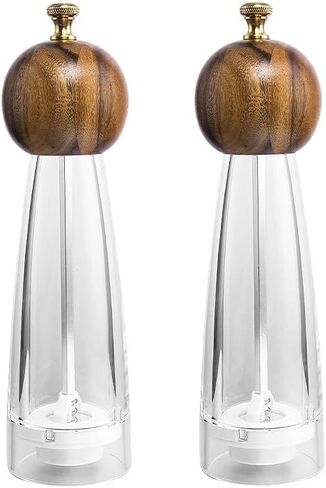 2 PCS طاحونة الفلفل الخشبي ومجموعة طاحونة الملح -8.7 بوصة -جوهر طحن القريمة للضبط من قابلة للتعديل من طاحونة خشبية من الخشنة إلى طحن -كوا -طاحونة بيبر لمطبخك. in Kuwait