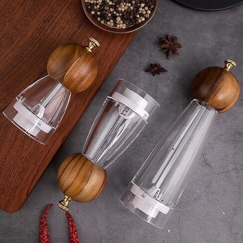 2 PCS طاحونة الفلفل الخشبي ومجموعة طاحونة الملح -8.7 بوصة -جوهر طحن القريمة للضبط من قابلة للتعديل من طاحونة خشبية من الخشنة إلى طحن -كوا -طاحونة بيبر لمطبخك. in Kuwait