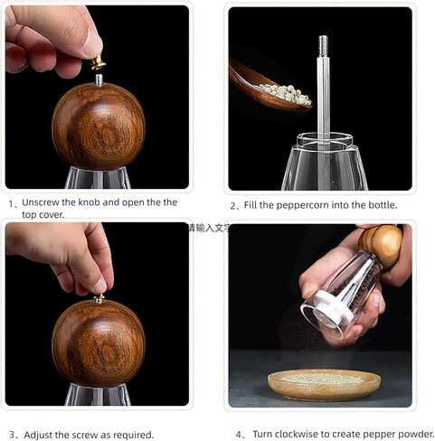 2 PCS طاحونة الفلفل الخشبي ومجموعة طاحونة الملح -8.7 بوصة -جوهر طحن القريمة للضبط من قابلة للتعديل من طاحونة خشبية من الخشنة إلى طحن -كوا -طاحونة بيبر لمطبخك. in Kuwait