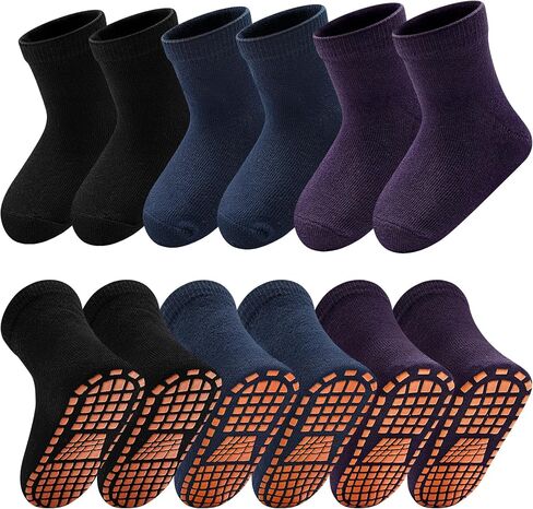 SkiBeaut 6 Pairs Kid Grips Socks Youth Non Slip Child Grippers Socks Young Boys Girls Teen Team Athletic Socks for Age 2-13 in Saudi Arabia
