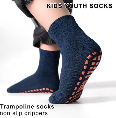 SkiBeaut 6 Pairs Kid Grips Socks Youth Non Slip Child Grippers Socks Young Boys Girls Teen Team Athletic Socks for Age 2-13 in Saudi Arabia