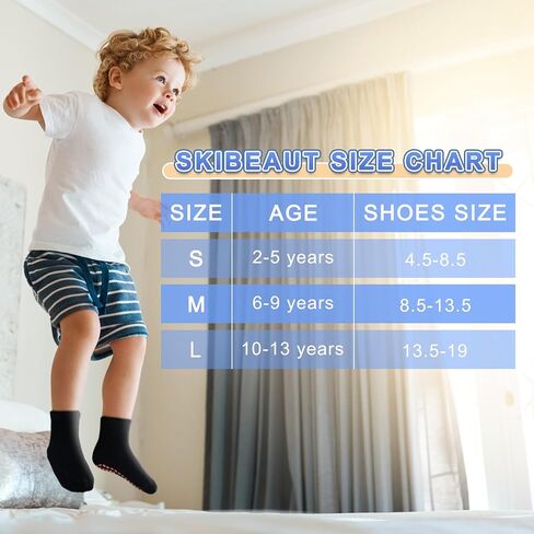 Skibeaut 6 أزواج من الأطفال قبضة الجوارب الشباب غير القسيمة القبضة الجوارب الصغار الفتيات الفتيات في سن المراهقة الجوارب الرياضية للعمر 2-13 in Kuwait