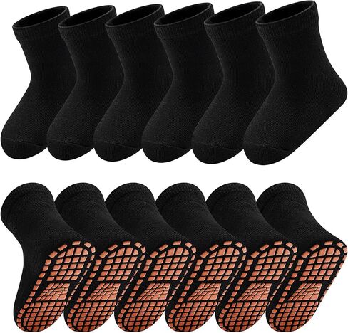 Skibeaut 6 أزواج من الأطفال قبضة الجوارب الشباب غير القسيمة القبضة الجوارب الصغار الفتيات الفتيات في سن المراهقة الجوارب الرياضية للعمر 2-13 in Kuwait