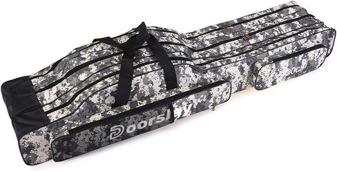 doorlay Fishing Bag Portable Folding Fishing Tackle Storage Bags Oxford Fishing Rod Case Fishing Pole Bag Carry Organizer Outdoor Waterproof for Fishing Camping Hiking Traveling in Kuwait