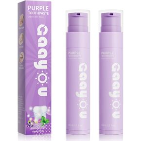 Color Corrector Purple Toothpaste - Purple Toothpaste for Teeth Whitening Grape & Mint Flavor Teeth Whitening Purple Whitening Toothpaste for Tooth Stain Removal (Pack of 2