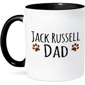 3dRose Jack Russell Dog Dad Mug, 11 oz, Black