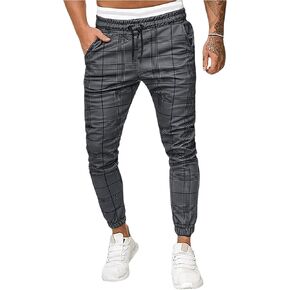 Floerns Men's Grid Print Jogger Drawstring Waist Straight Leg Athletic Sweatpants