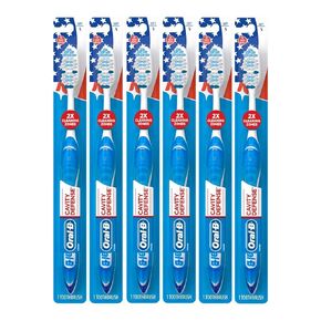 Oral-B Cavity Defense Toothbrush with Cup Shaped Bristles & Tongue Cleaner, Soft - Pack of 6