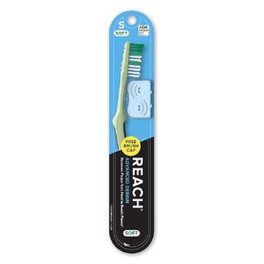 REACH Advanced Design Toothbrush with Soft BRISTLES and Toothbrush Cap, 1 Count