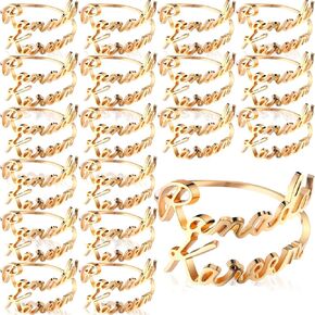 24 Set Eid Napkin Rings Ramadan Kareem Letter Metal Napkin Holder Ramadan Napkin Rings Alphabet Napkin Buckles Muslim Table Decor for Eid Ramadan Party Islamic Holiday Wedding (Gold)