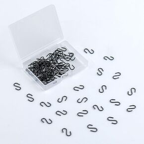 100Pcs Small S Hooks for Hanging Mini S Hook for Jewelry Metal S-Hook S-Shaped Connectors for Christmas Ornament 1/2 Inch Hangers for Crafts DIY Iron S-Shaped Connectors for Key Chain,Black