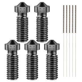 5PCS Volcano Nozzle 0.4MM,M6 Hardened Steel Printed Head for J-Head Hotend Extruder Parts,Compatible Artillery/Sidewinder 3D Printer.