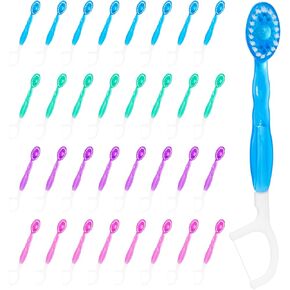 32 PCS Disposable Mini Toothbrush with Toothpaste, 5 in 1 Tool Travel Toothbrush and Toothpaste Set, Suitable for Work or Travel (Toothpaste + Floss + Pick + Tongue Scraper)