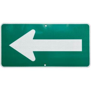 3M Reflective Aluminium Directional Arrow Auxiliary Plaque White Arrow on Green Traffic Sign 12x6 inch