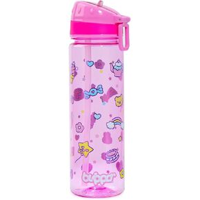 Blippo® Pink Water Bottle for Girls - Plastic Girls’ Water Bottle for School - Non-toxic BPA Free Water Bottle for Kids - Leak Proof Kawaii Design with Straw and Carry Handle, 22oz