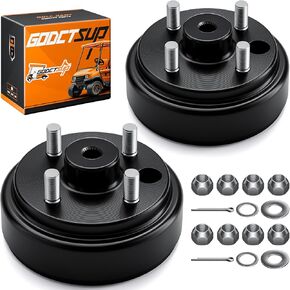 EZGO Brake Drum Hub Assembly, Golf Cart Brake Drums for EZGO TXT 1982-UP Electric and 2-Cycle 1982-1993 Gas, 24 Tooth Star Spline Drums Replace OEM# 19186G1P, 2PCS