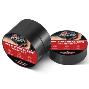 RED WOLF 3 Rolls 3/4" x 66FT Electrical Tape PVC Acrylates Copolymer High Temp Viscosity Flexibility Electric, Flame Retardant Waterproof 1000 Volt for Auto Engine Industrial Wrapping Wiring Harness