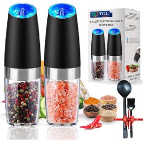 TGLS Electric Salt and Pepper Grinder Set - Electric Salt Grinder with Adjustable Coarseness automatic pepper grinder - pepper grinder mill electric - Blue LED Light salt and pepper shakers (2Packs)