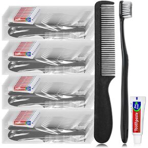 Disposable Toothbrushes, Toothbrush and Toothpaste, Toothbrush and Toothpaste Travel, Comes with Comb, Individually Packaged, 2 Colors, Suitable for Hotel, Home, Camping, Travel (PACK-50)