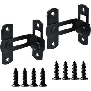 Door Hasp Latch 90 Degree, Stainless Steel Safety Angle Locking Latch for Push/Sliding/Barn Door, 2 Pieces Black