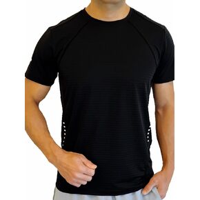 Men's Premium Athletic T-Shirt Horizontally Styled Stretchable Fabric Dry-Fit Moisture-Wicking for Running Gym Workout & More