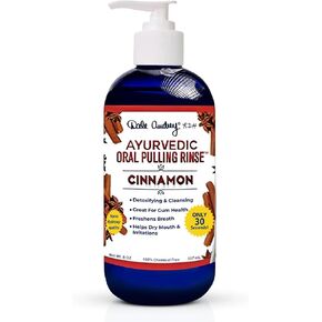 Ayurvedic Nano Hydroxyapatite Oil Pulling for Teeth and Gums | Cinnamon Flavored Organic Oral Rinse Mouthwash for Bad Breath | Essential Oils for Teeth Whitening & Fresh Breath | (8 oz)