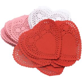 BinaryABC Valentine's Day Heart-Shaped Paper Doilies,Valentine Day Decorations,4"/100mm,100pcs(Assorted Colors)