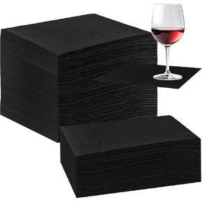 Henoyso 1000 Pack Black Cocktail Napkins Bulk 9.8 x 9.8 Inch Beverage Paper Napkins 2 Ply Disposable Dinner Napkins for Wedding Bar Party Birthday Cocktail Holiday Elegant Restaurant Event