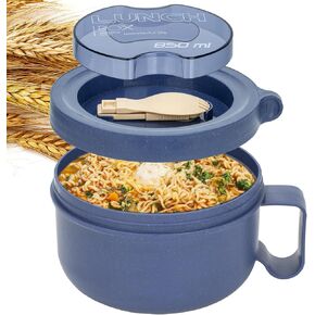 Unbreakable Microwave Soup Mugs with Lids and Handles,Microwave Ramen Bowl with Lid for Soup and Instant Noodles,Oatmeal, Gumbo, Salad,BPA Free (Sapphire Blue)