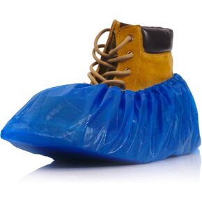 Heavy Duty Disposable Shoe Covers, Extra Large 6.7x17.7 In, Thick 0.3 Oz, Waterproof Non-Slip Shoe Booties, 100 Pieces Boot Covers for Indoor/Outdoor Use, One Size Fits All