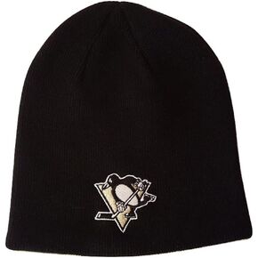 47 Pittsburgh Penguins Black Skull Cap - NHL Cuffless Knit Toque Beanie Hat