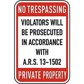 No Trespassing Sign, Metal Wanring Signs Private Property,Danger Safety Sign Plaque,Gate Sign,8"x12"