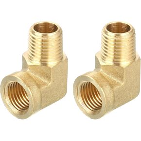 uxcell Brass Pipe Fitting 90 Degree Street Elbow Brass 1/4" NPT Pipe Connector for Gas, Air, Oil, Propane, 2pcs