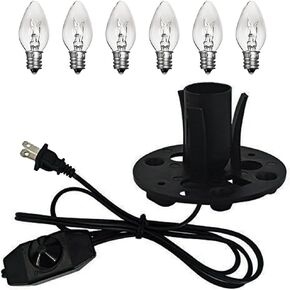Himalayan Salt Lamp Cord Replacement with Dimmer Switch Christmas Bulb,Salt Lamp Cord 5 Feet Salt Lamps Cords with Base Assembly and 6 E12 Halogen Salt Lamp Bulbs