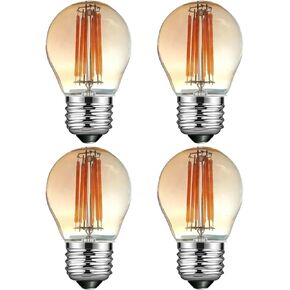 G14 Small Dusk to Dawn Edison Light Bulbs, 4W=40W, Replace A15, Vintage Amber Glass, 400LM Warm Light, Auto On/Off Light Sensing LED Filament Bulb Outdoor, E26, 4-Pack, HQ-H039