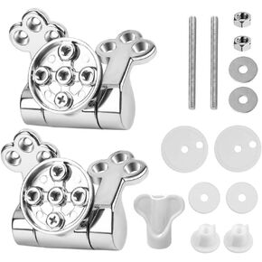 Toilet Seat Hinge Replacement with Bolts Screw and Nuts, Zinc Alloy Replacement Parts-Adjustable Toilet Seat Sliver