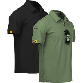 ZITY Mens 2 Pack Polo Shirts Short Sleeve Performance Sports Golf Shirt for Men Tactical Shirt