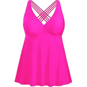 Yonique Plus Size Tankini Tops for Women No Bottom Flowy Bathing Suit Top V Neck Swim Top