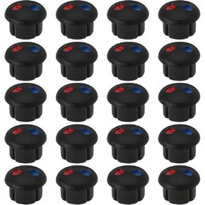 eMagTech 20pcs Faucet Indicators Handle Hot and Cold Water Signs Red and Blue Labels Kitchen Bathroom Sinks Faucets Cover Signs Suitable for 6.7mm Water Faucet Holes (Black)