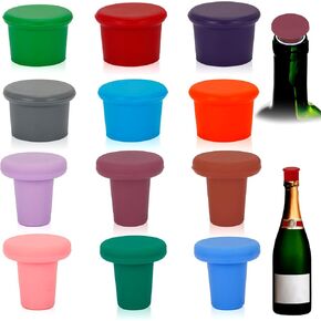 12pcs Silicone Wine Stoppers Reusable Silicone Wine Saver Sealer Stoppers Cover Sparkling Wine Corks Wine Bottle Cap Stopper Glass Corks Beer Champagne Bottles Corks for Keep Wine Storage Fresh Tools