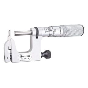 Starrett MUL-T-Anvil Micrometer with One-Piece Spindle, Satin Chrome Finish and Advanced Sleeve Design - 0-1" Range, .001" Graduations, Round and Flat Anvil Type - 220XFL-1