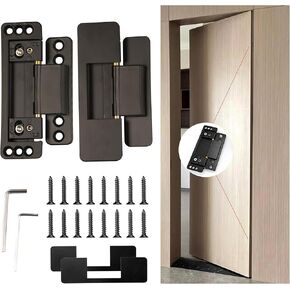 Hidden Hinges Ultra-Thin Hidden Door Hinges Invisible Hinge for Secret Door Heavy Duty Concealed Hinges Adjustable Butt Hinge (2 Hinges) Black