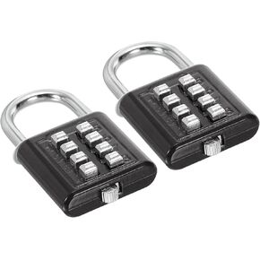 PATIKIL 8 Digit Button Combination Padlock, 2 Pack 4 Position Locking Mechanism Push Button Security Digital Lock for Gym Sports Locker Cabinet Toolbox, Black