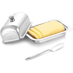 Stainless Steel Large Butter Dish with Lid, Butter Cheese Storage Box, 6.6 inch Butter Container, Half Kg Butter Box, Fridge Storage Container, Dishwasher Safe, Butter Tray for White Butter