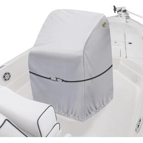 Boat Center Console Cover, 1200D Waterproof Center Console Cover for Boat with Windproof Elastic Strap, Heavy Duty Marine Grade Polyester Boat Console Cover, Gray, 44" L x 34" W x 60" H