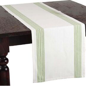 SARO LIFESTYLE Lime Striped Design Table Runner - 16"x72" Oblong